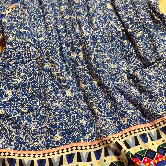 French Connection Blue Aztec Tie Waist Romper - Picture 5 of 8